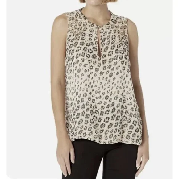 Joie Leopard Print 100% Silk Smocked Corie Keyhole A-line Blouse NEW W/TAG $228 - Picture 2 of 11